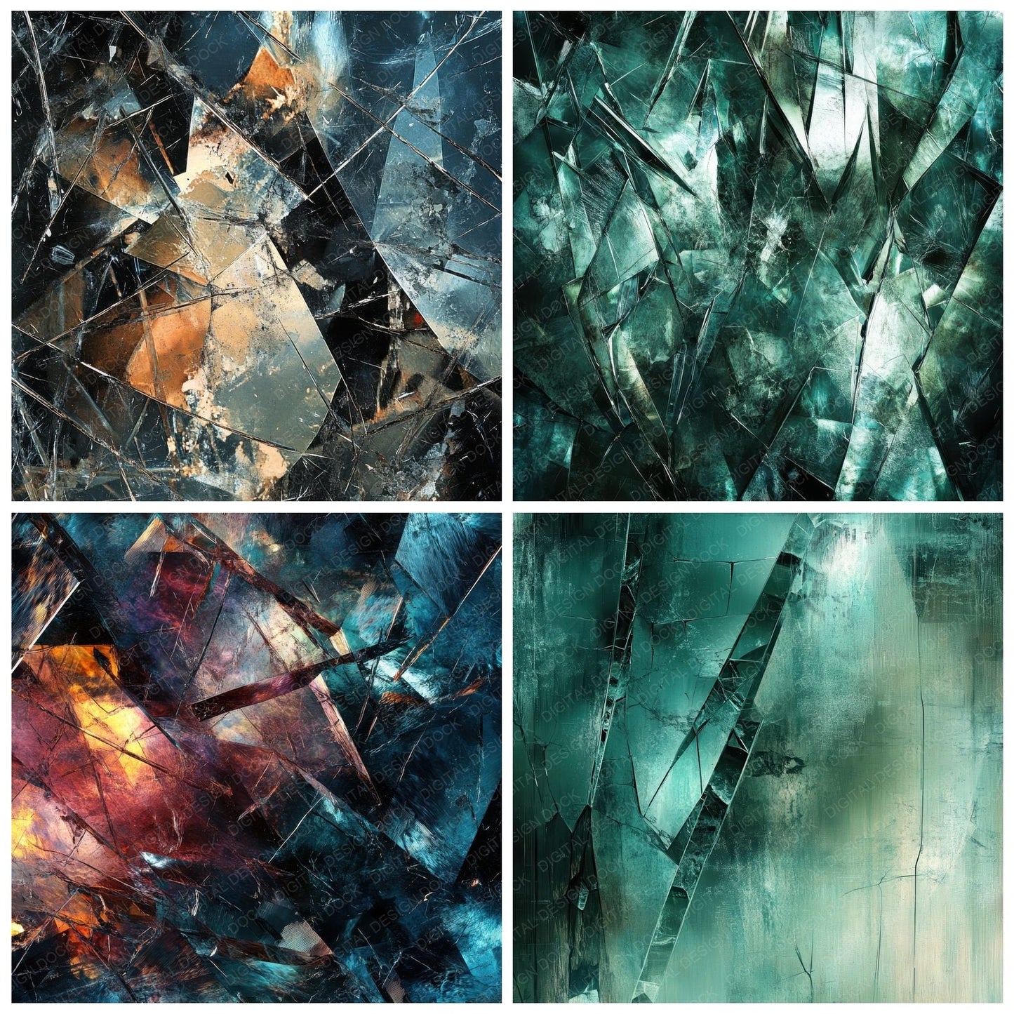 Shattered Glass Metal Digital Paper Pack (DDD003466)
