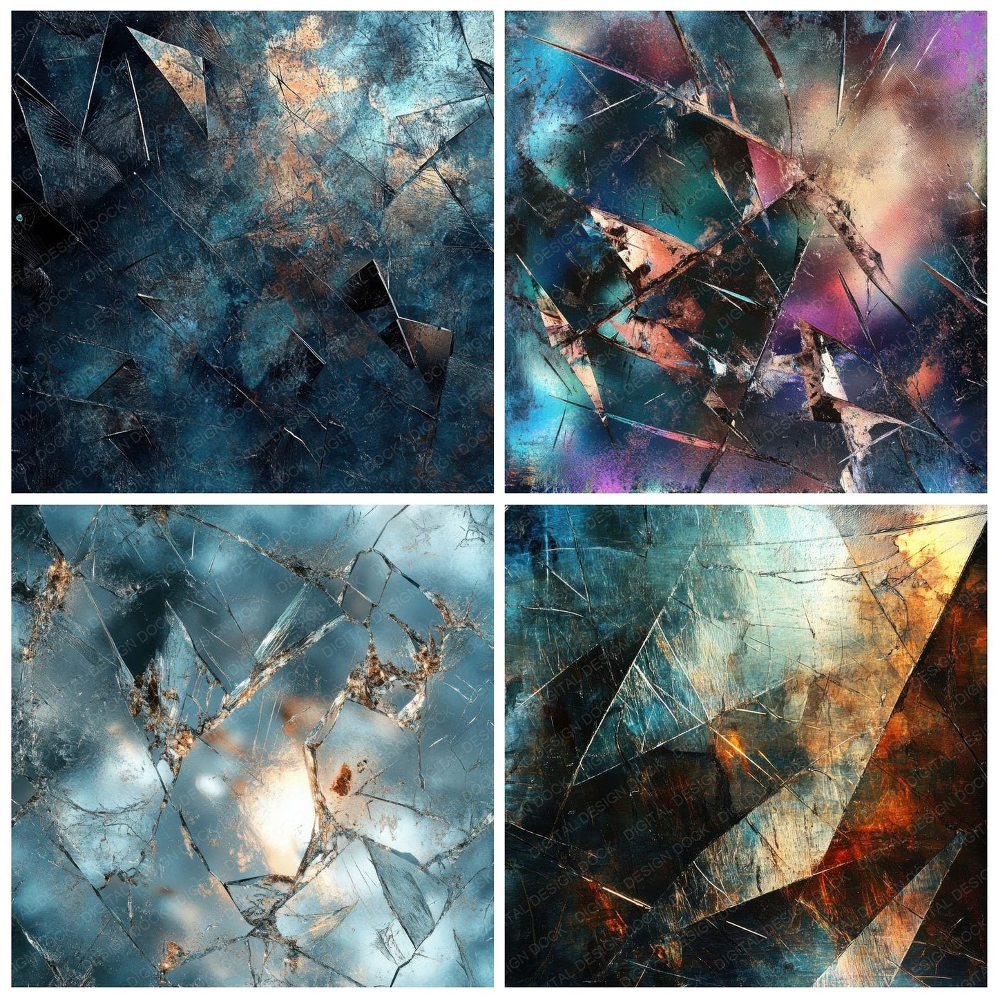 Shattered Glass Metal Digital Paper Pack (DDD003466)
