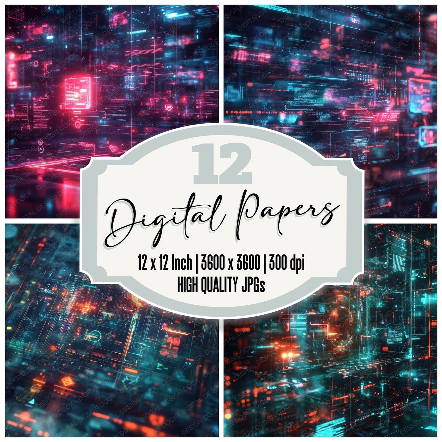 Shattered Holo Grid Digital Paper Pack (DDD003467)