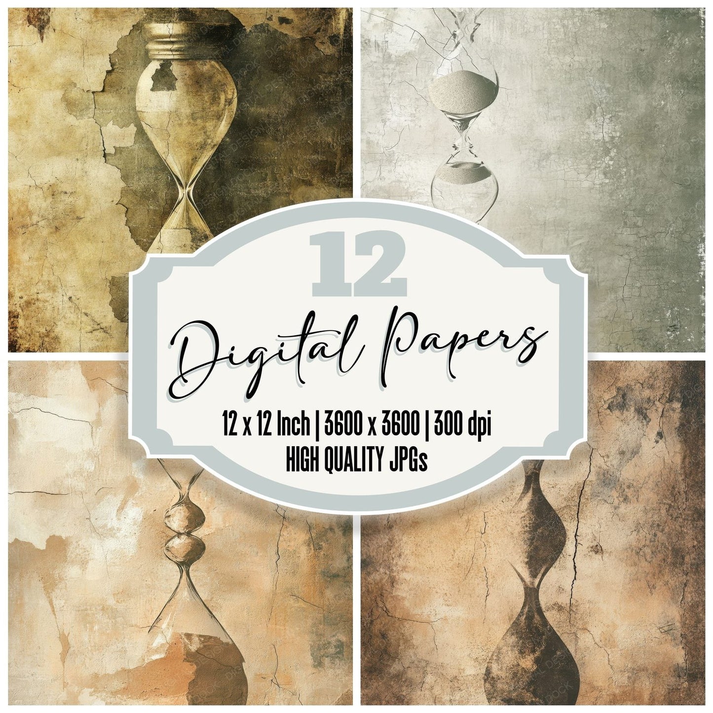Shattered Hourglass Sand Background Digital Paper Pack (DDD003468)