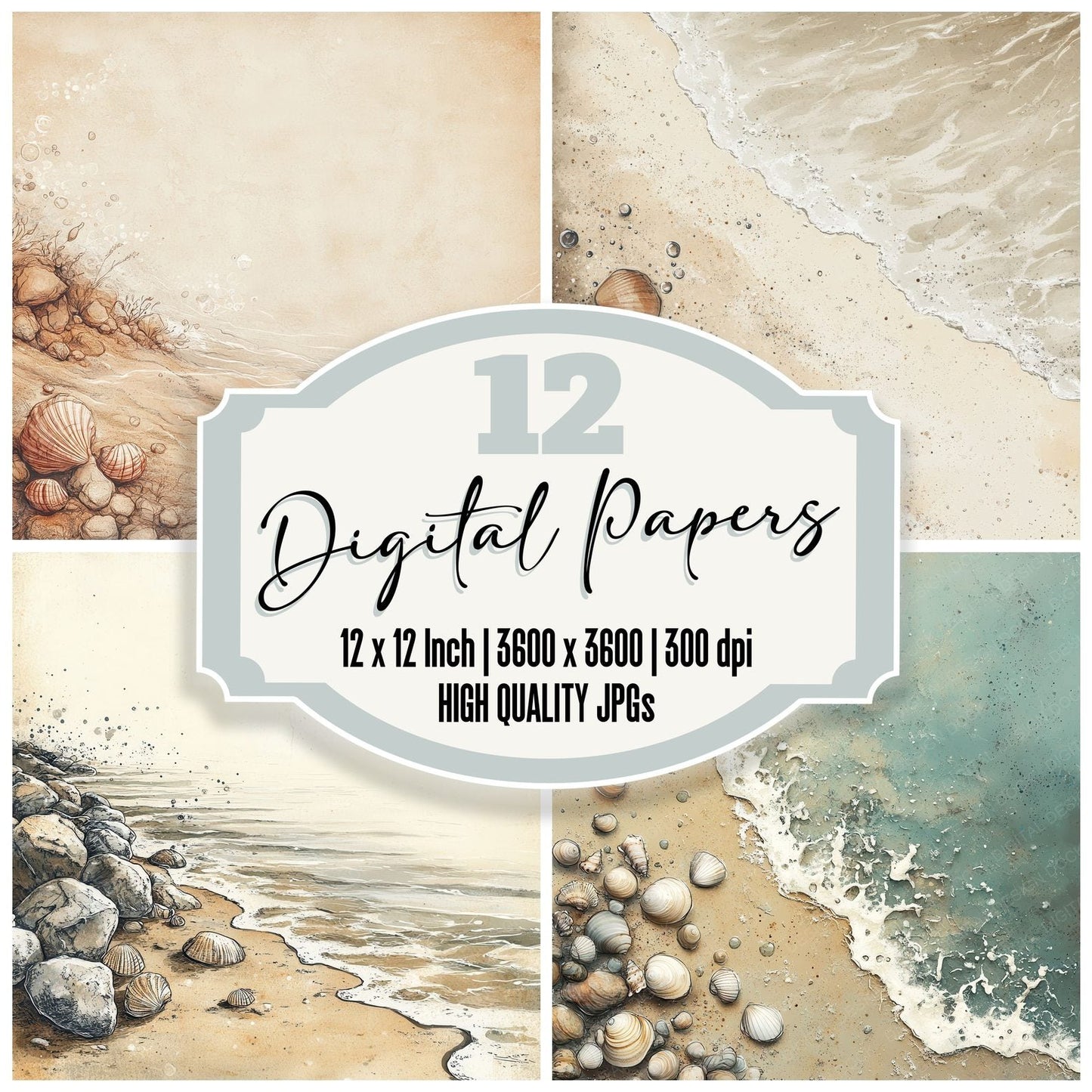Shells Shoreline Haze Digital Paper Pack (DDD003472)
