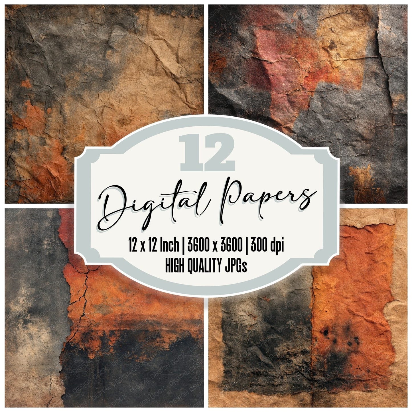 Sienna Charcoal Burn Marks Digital Paper Pack (DDD003482)