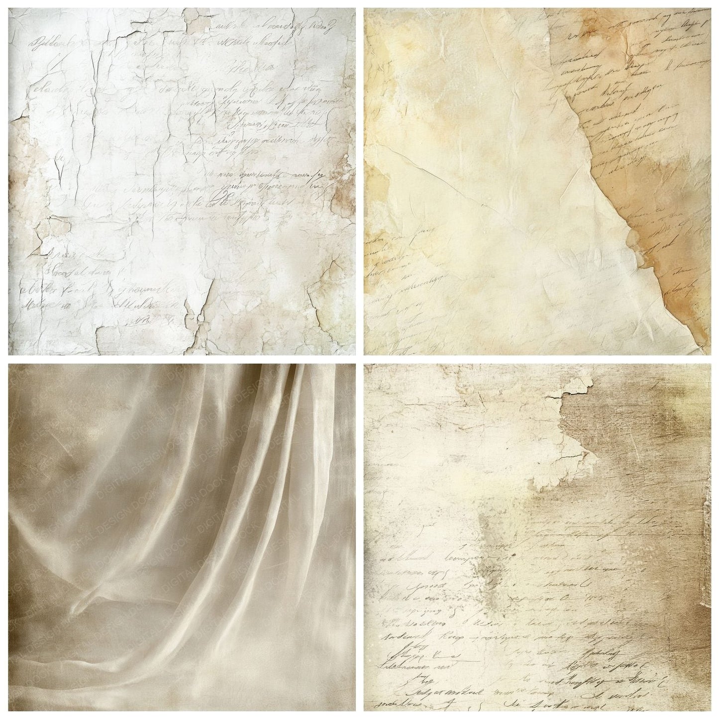 Silk Calligraphy Scroll Background Digital Paper Pack (DDD003488)