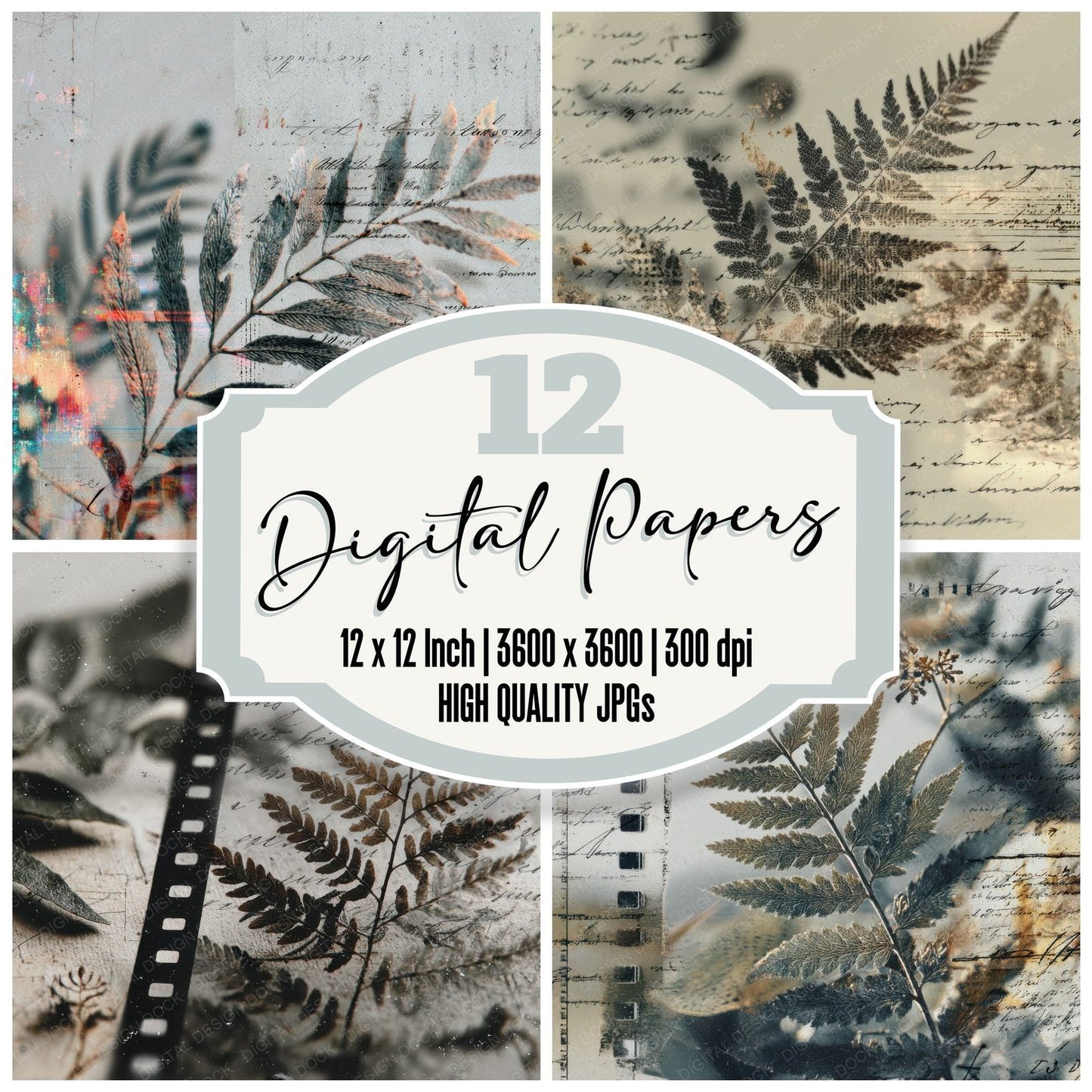 Silver Fern Spiral Digital Paper Pack (DDD003492)