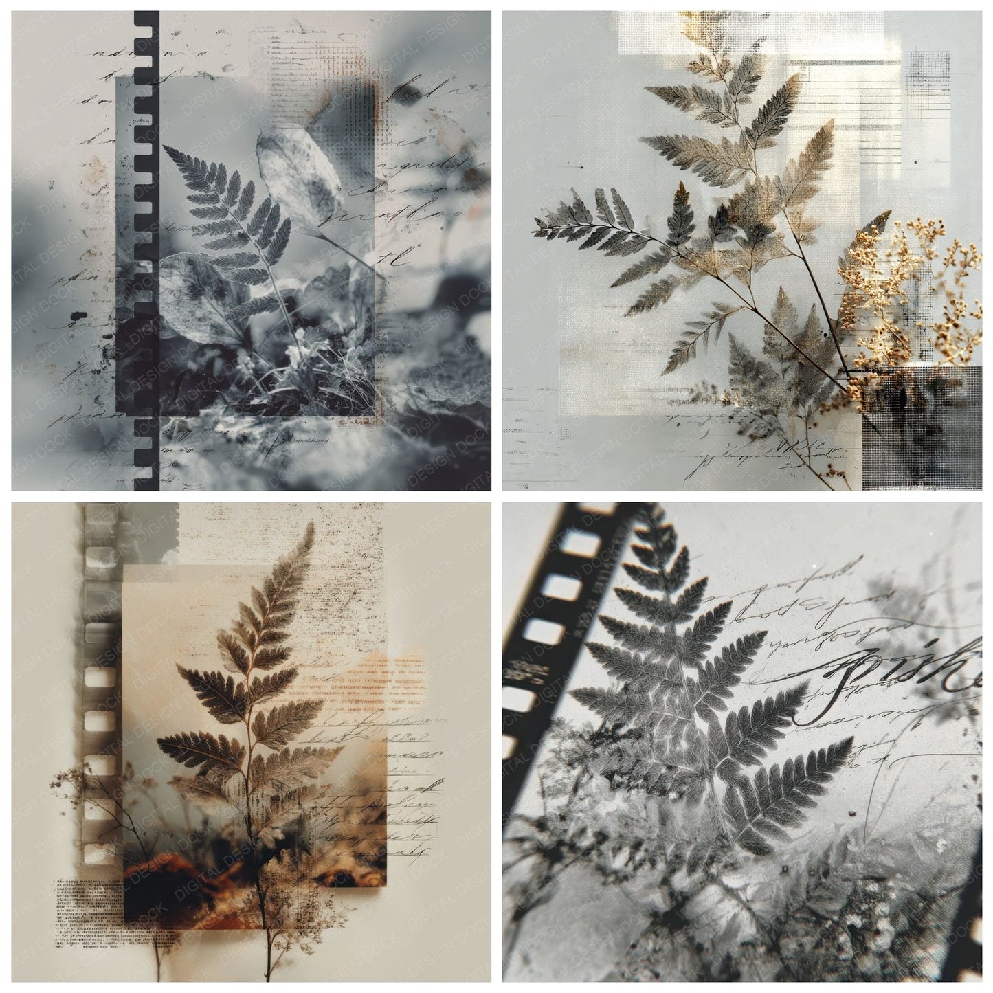Silver Fern Spiral Digital Paper Pack (DDD003492)