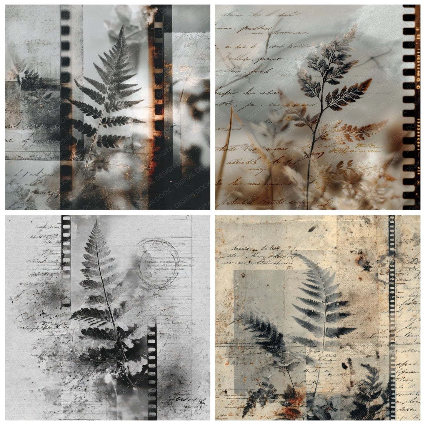 Silver Fern Spiral Digital Paper Pack (DDD003492)