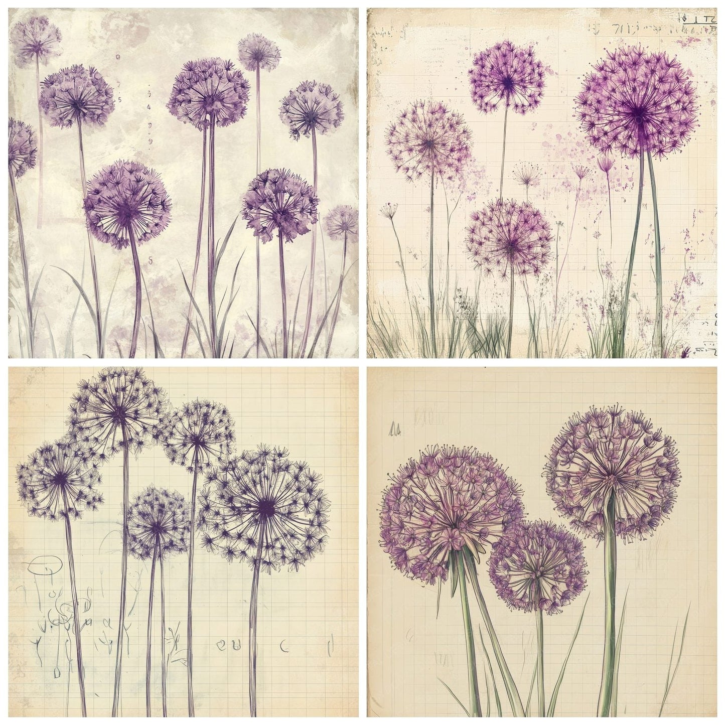 Sketch Allium Notepad Digital Paper Pack (DDD003499)