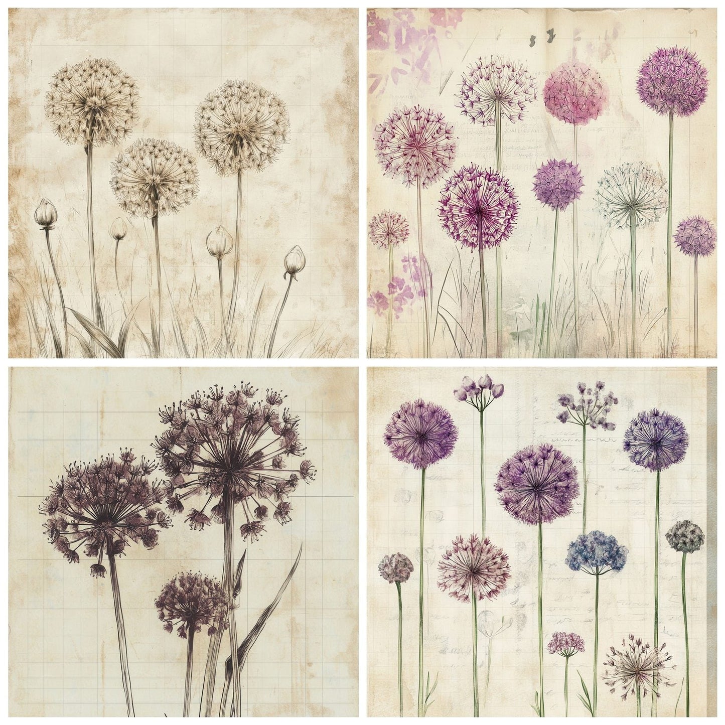 Sketch Allium Notepad Digital Paper Pack (DDD003499)