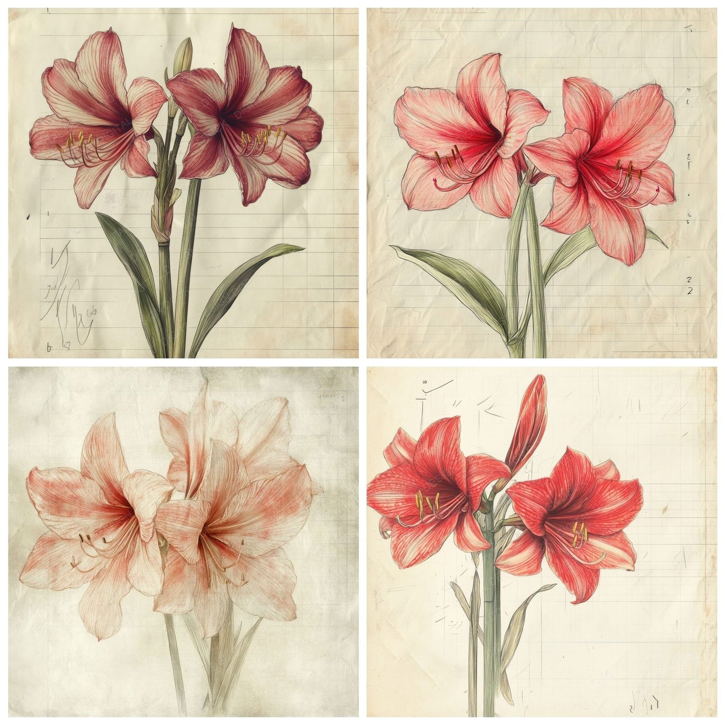 Sketch Amaryllis Notepad Digital Paper Pack (DDD003500)