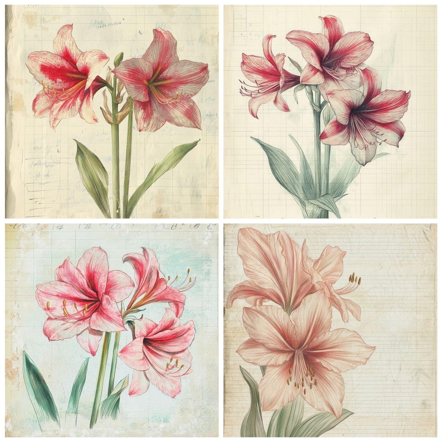 Sketch Amaryllis Notepad Digital Paper Pack (DDD003500)