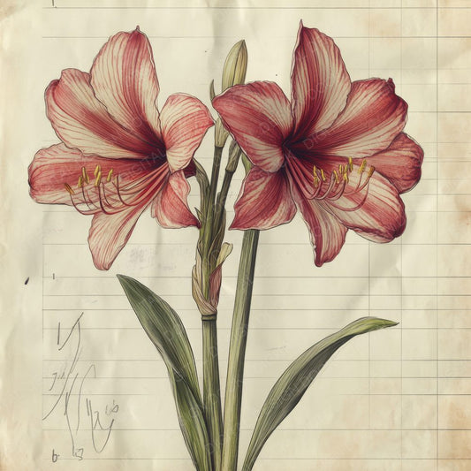 Sketch Amaryllis Notepad Digital Paper Pack (DDD003500)