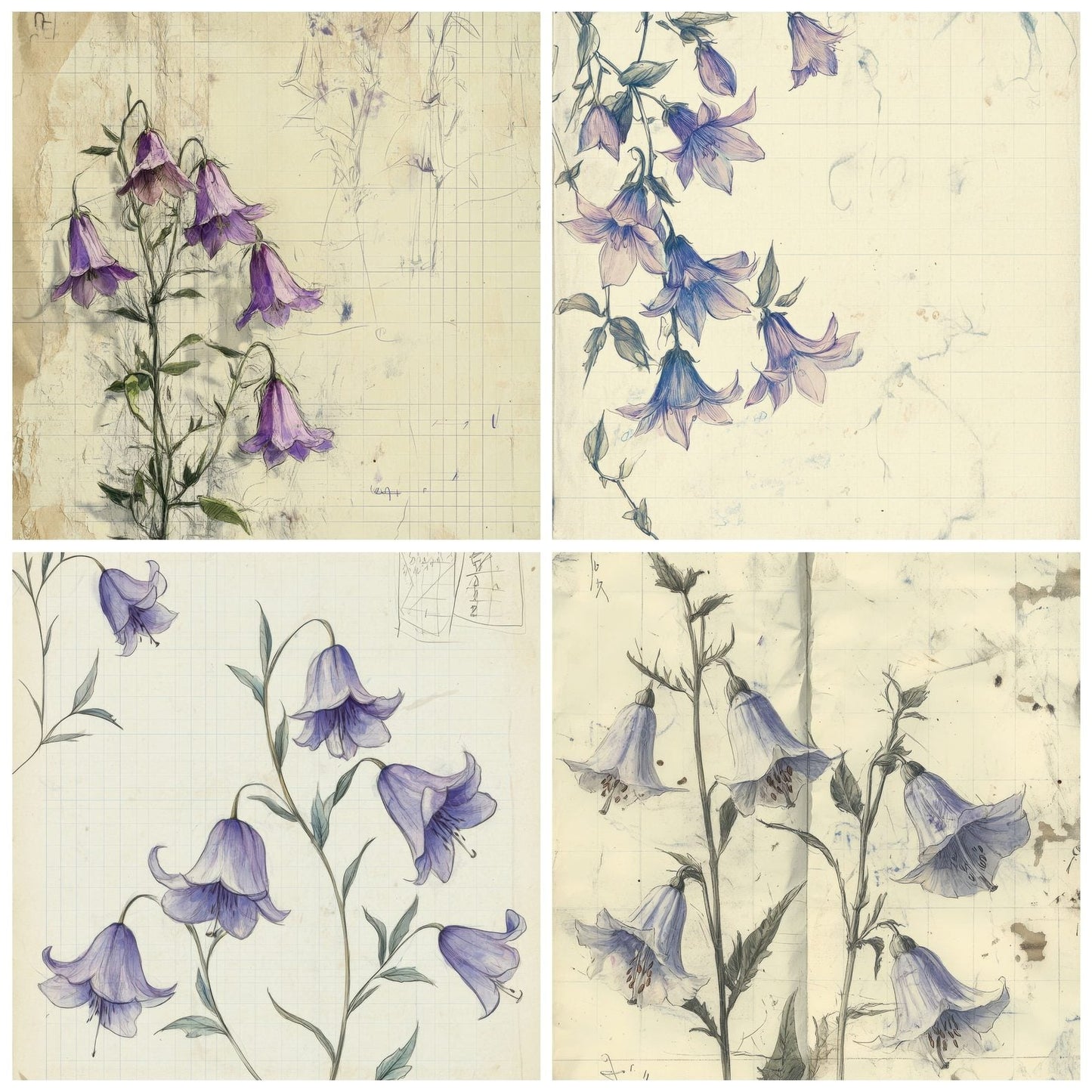 Sketch Bellflower Notepad Digital Paper Pack (DDD003510)