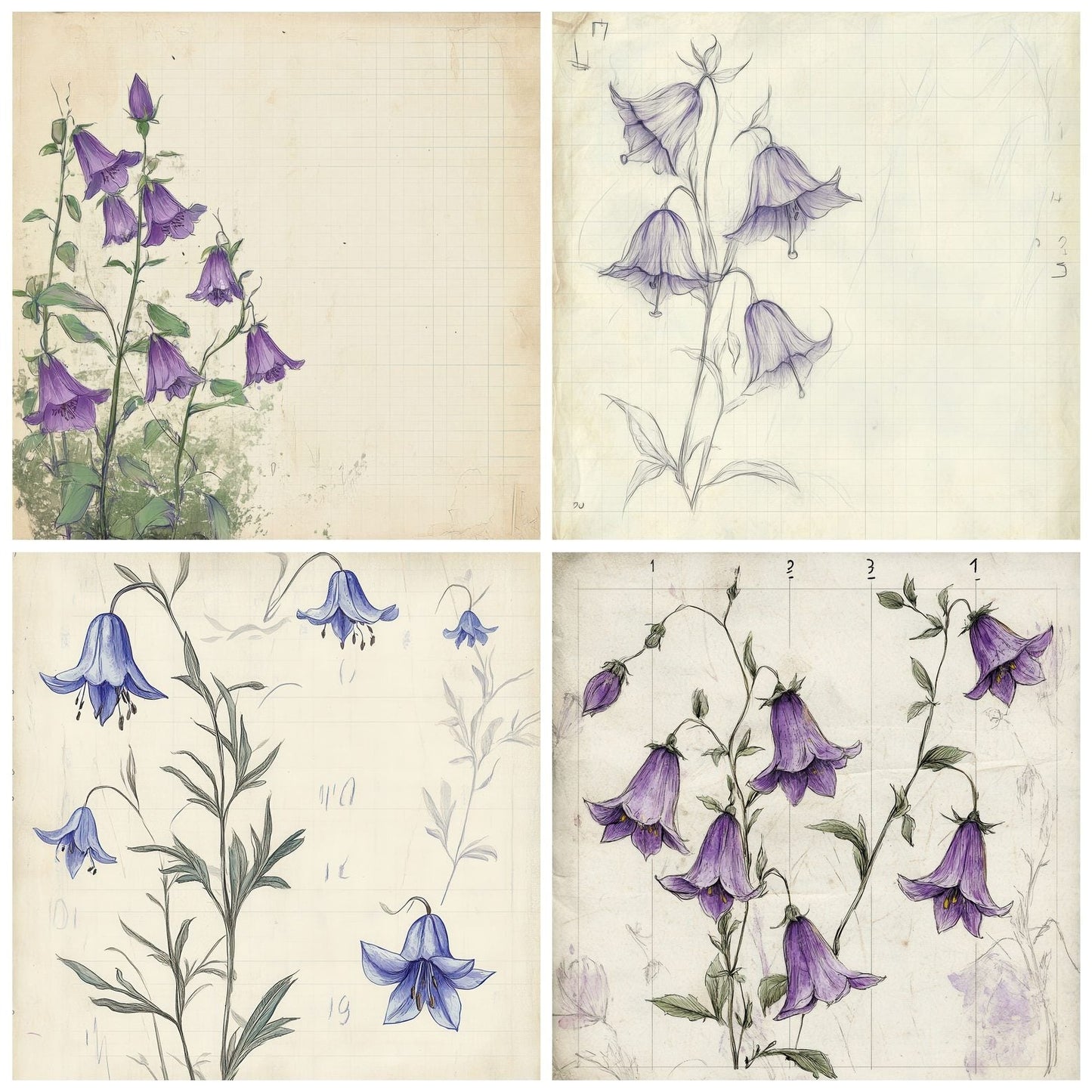 Sketch Bellflower Notepad Digital Paper Pack (DDD003510)