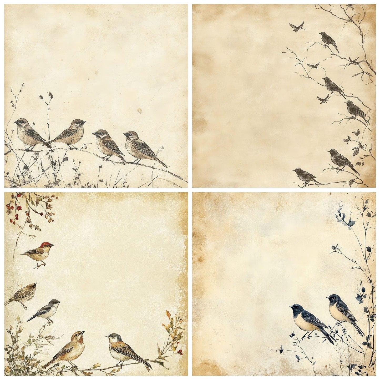Sketch Bird Perch Digital Paper Pack (DDD003511)