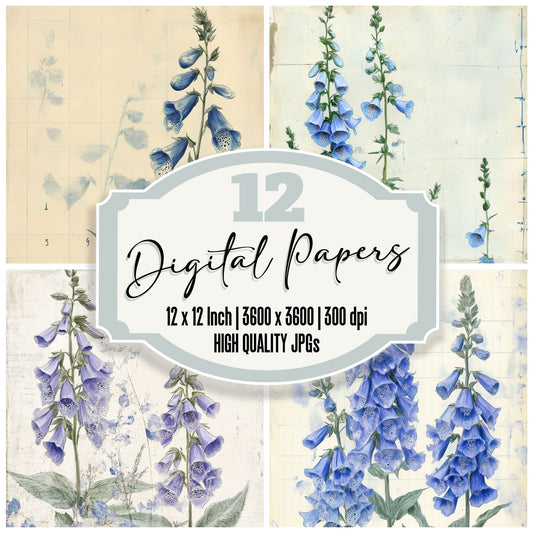 Sketch Blue Foxglove Notepad Digital Paper Pack (DDD003512)