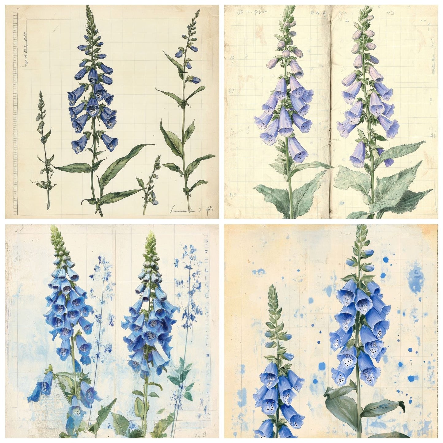 Sketch Blue Foxglove Notepad Digital Paper Pack (DDD003512)