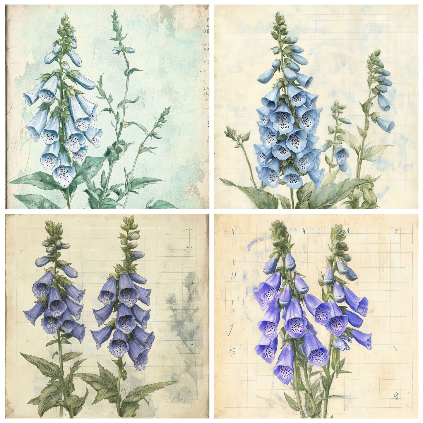 Sketch Blue Foxglove Notepad Digital Paper Pack (DDD003512)