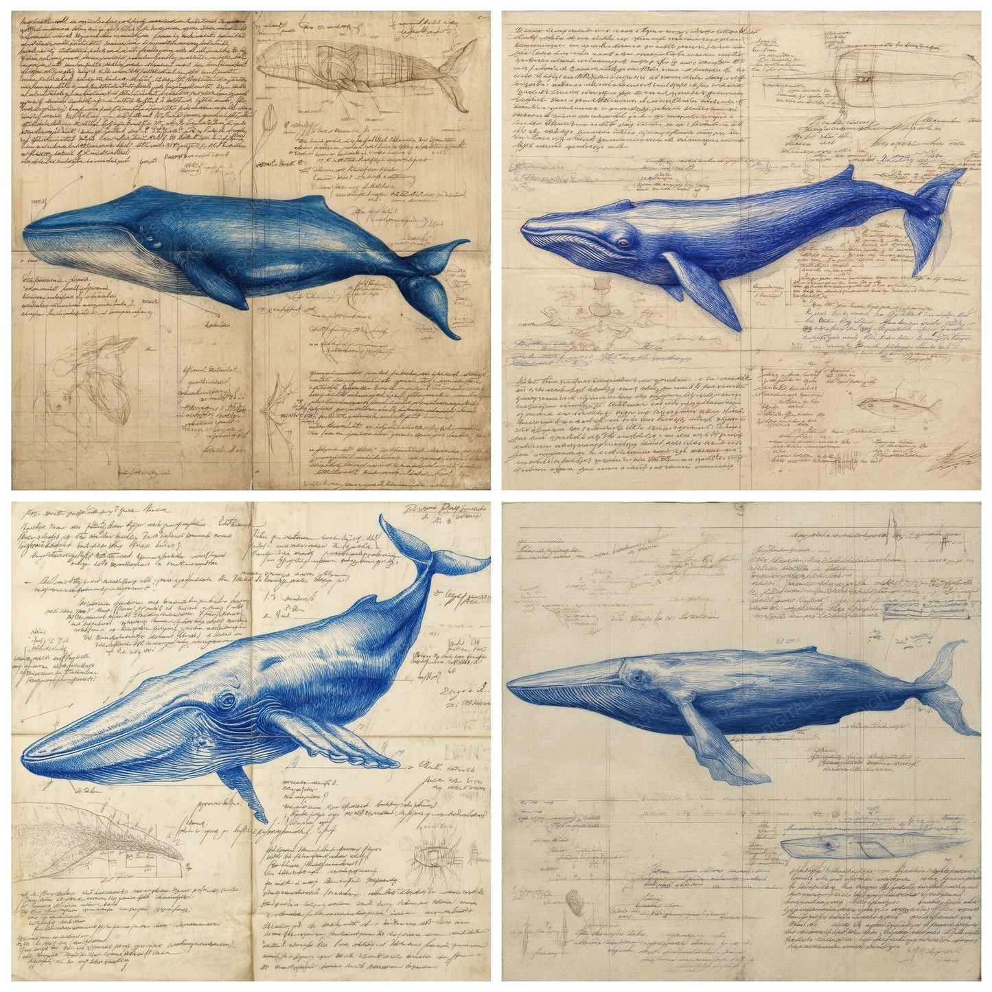 Sketch Blue Whale Overview Digital Paper Pack (DDD003513)