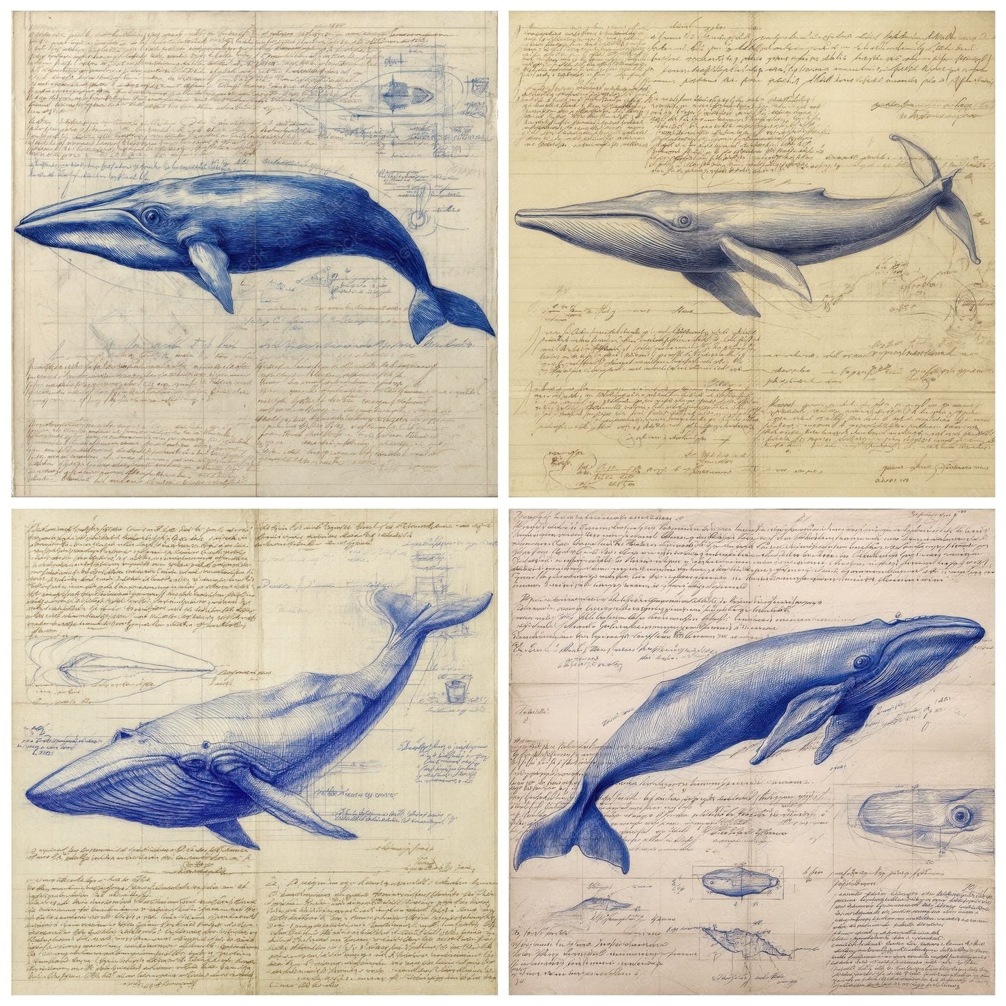 Sketch Blue Whale Overview Digital Paper Pack (DDD003513)