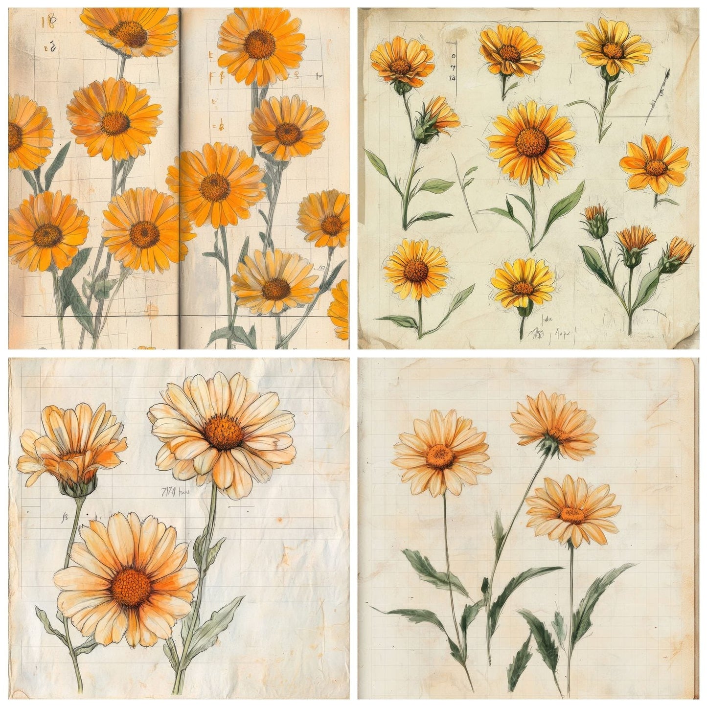 Sketch Calendula Notepad Digital Paper Pack (DDD003518)