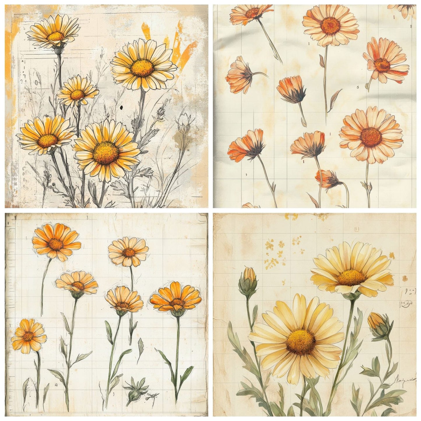 Sketch Calendula Notepad Digital Paper Pack (DDD003518)