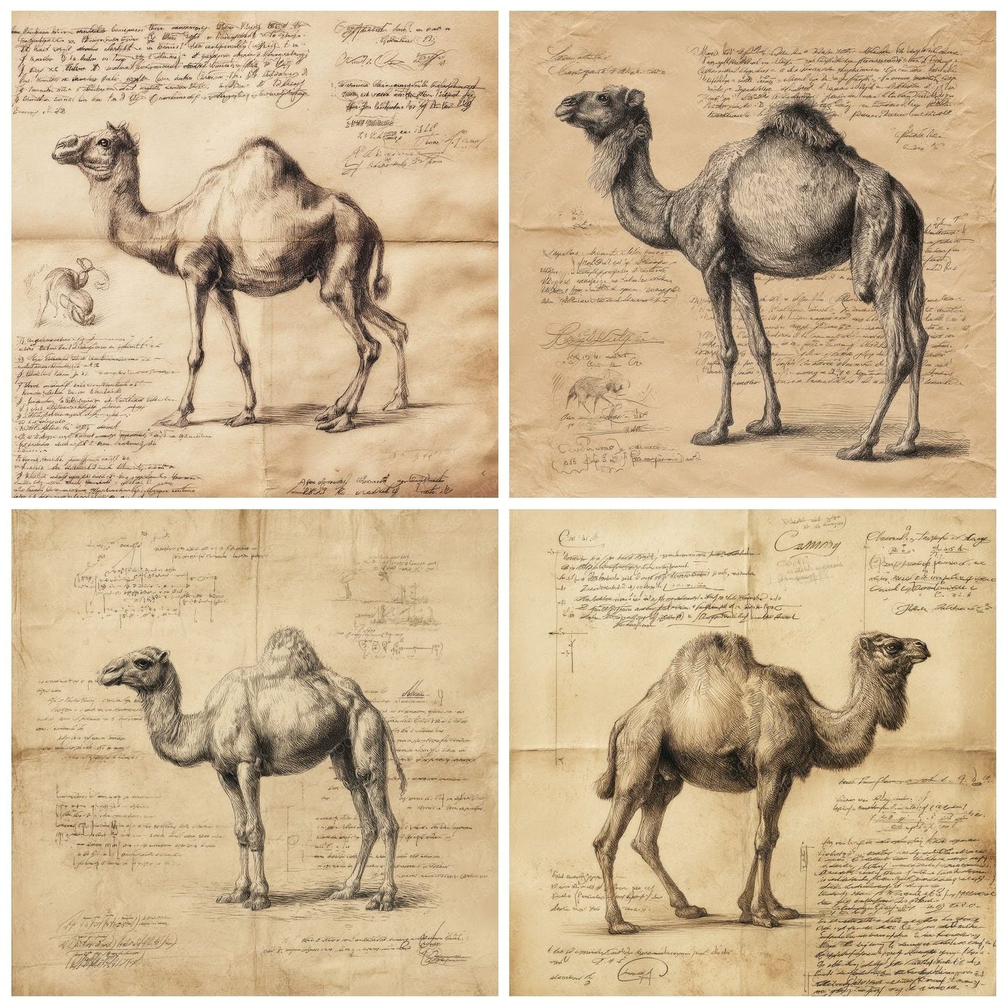 Sketch Camel Desert Chart Digital Paper Pack (DDD003519)