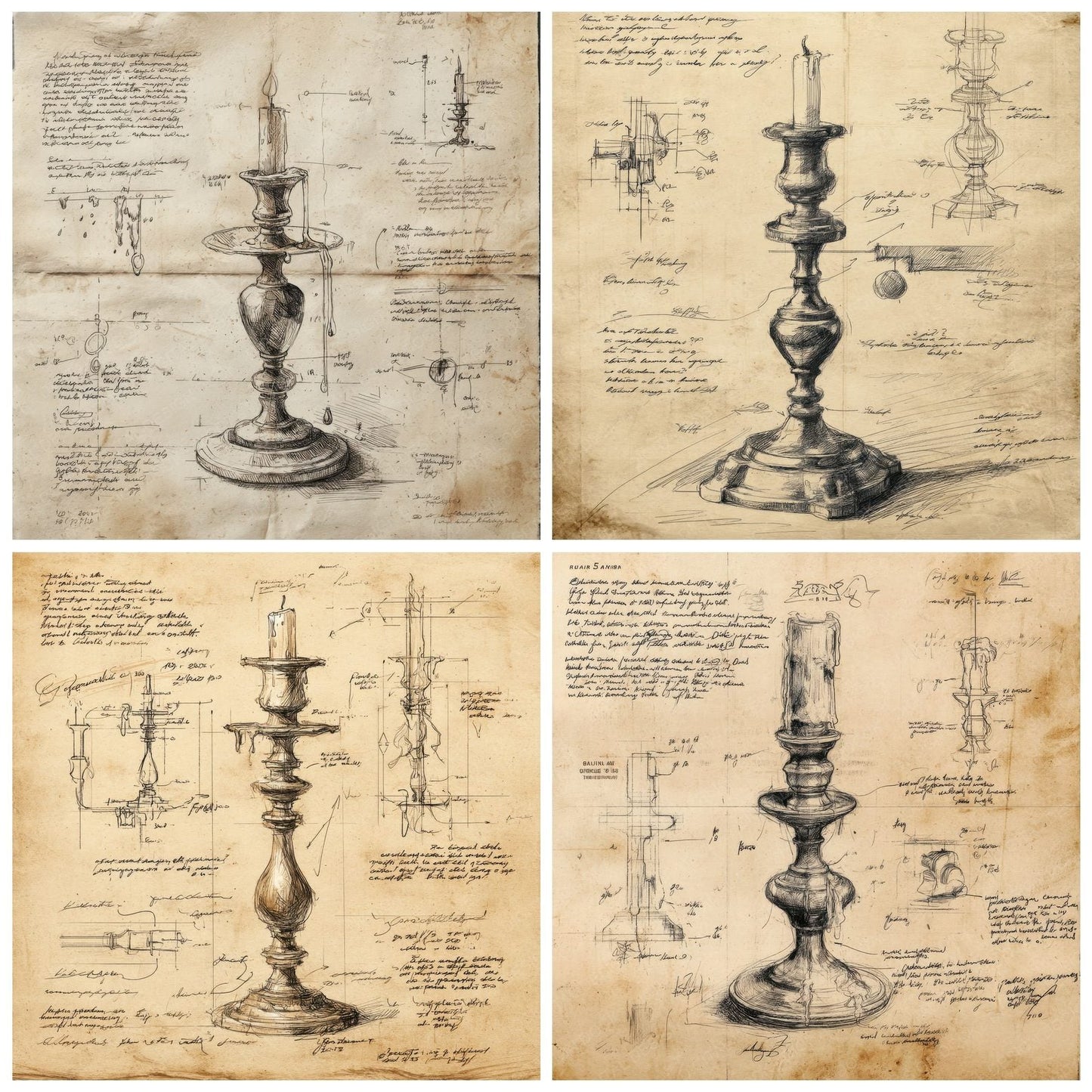 Sketch Candlestick with Wax Digital Paper Pack (DDD003521)