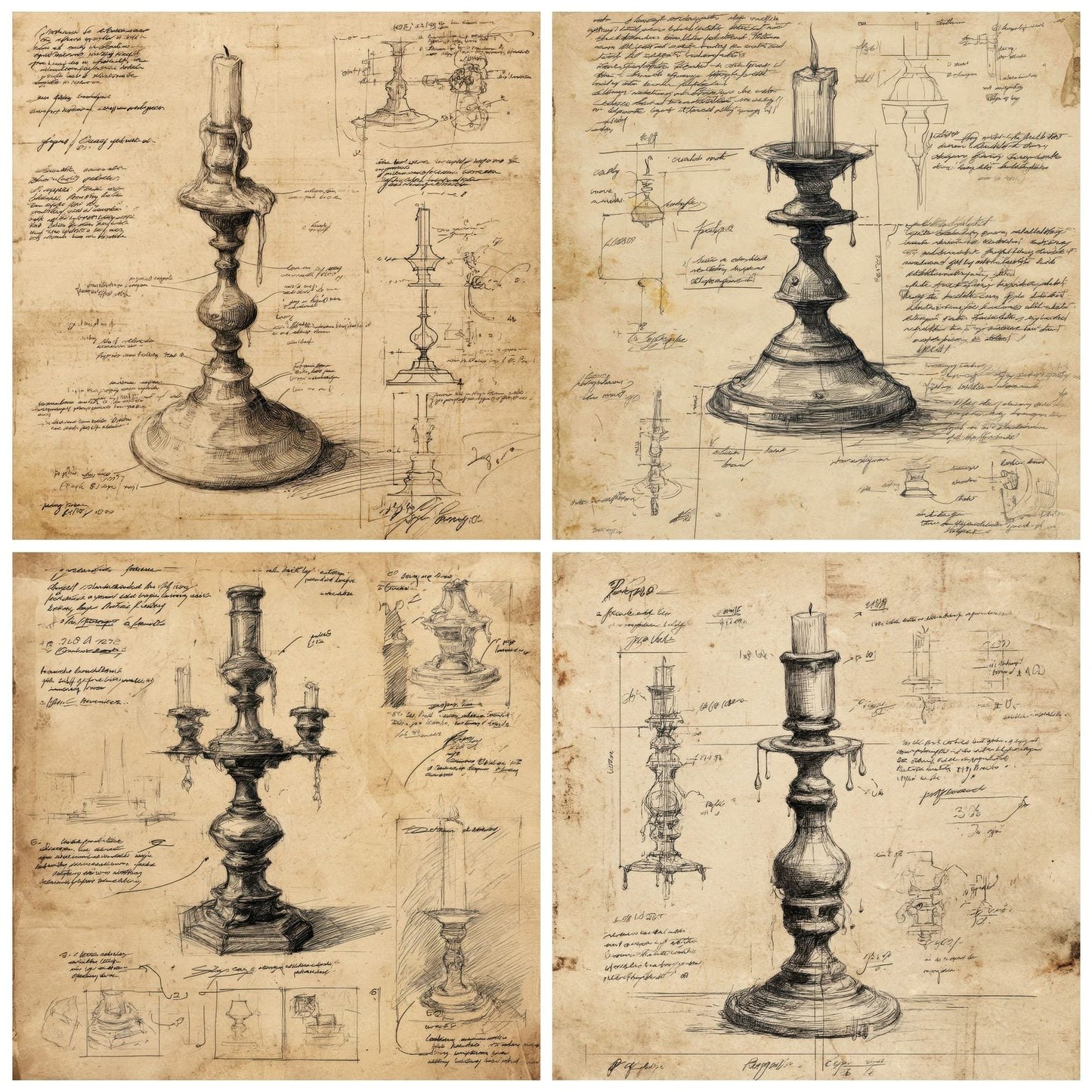 Sketch Candlestick with Wax Digital Paper Pack (DDD003521)