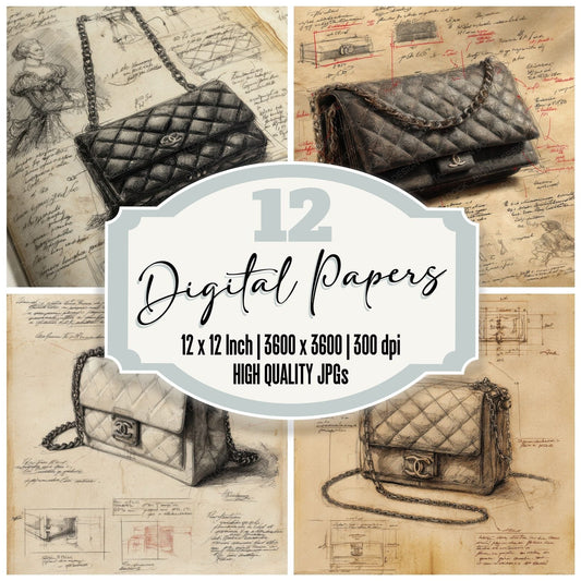 Sketch Chanel 2.55 Flap Bag Digital Paper Pack (DDD003530)