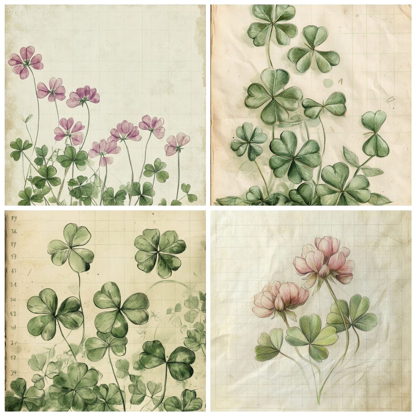 Sketch Clover Notepad Digital Paper Pack (DDD003533)