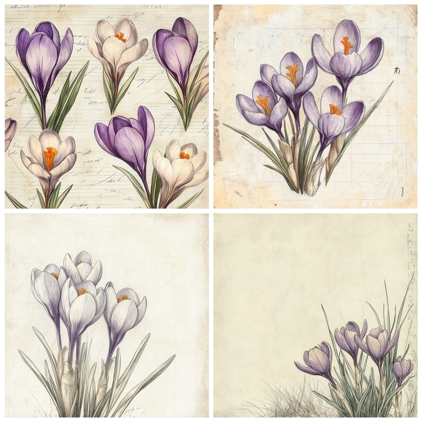 Sketch Crocus Notepad Digital Paper Pack (DDD003539)