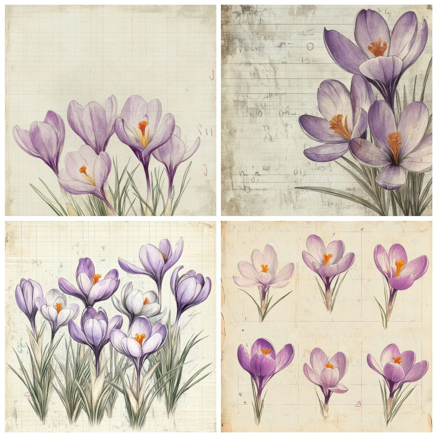Sketch Crocus Notepad Digital Paper Pack (DDD003539)