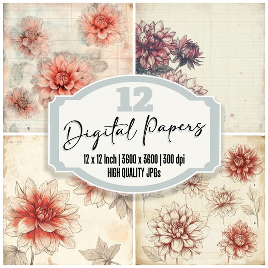 Sketch Dahlia Notepad Digital Paper Pack (DDD003542)