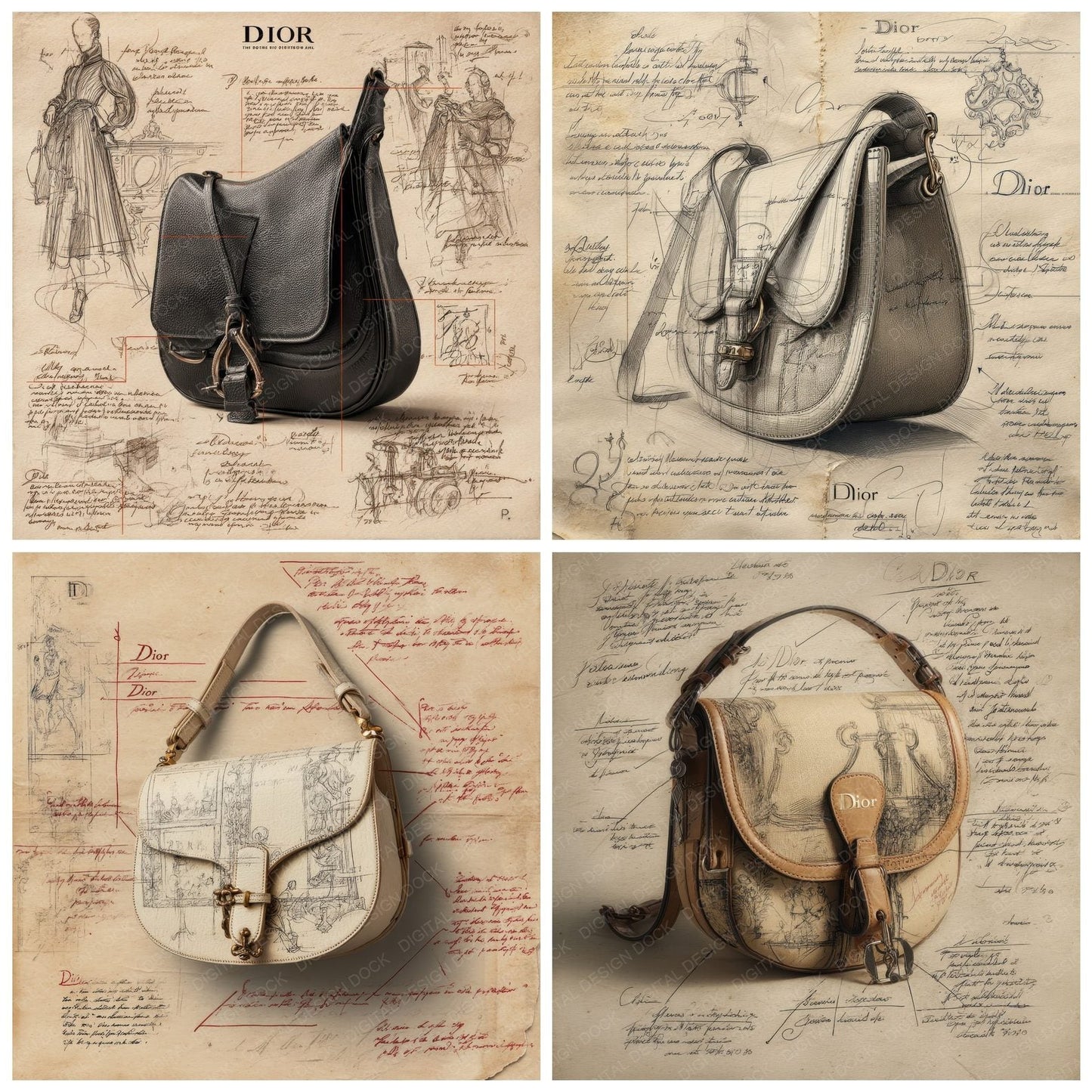 Sketch Dior Saddle Handbag Digital Paper Pack (DDD003545)