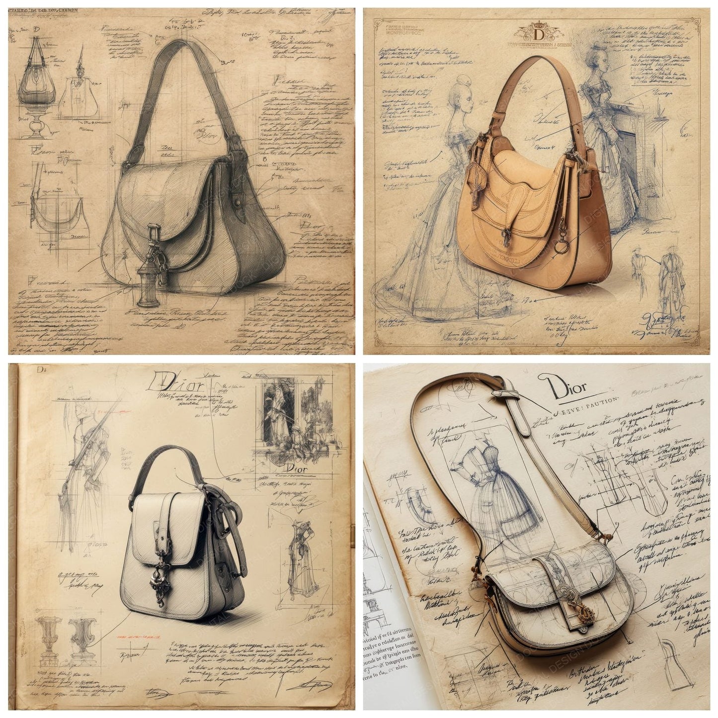 Sketch Dior Saddle Handbag Digital Paper Pack (DDD003545)