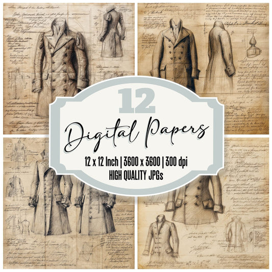 Sketch Double Breasted Coat Digital Paper Pack (DDD003547)