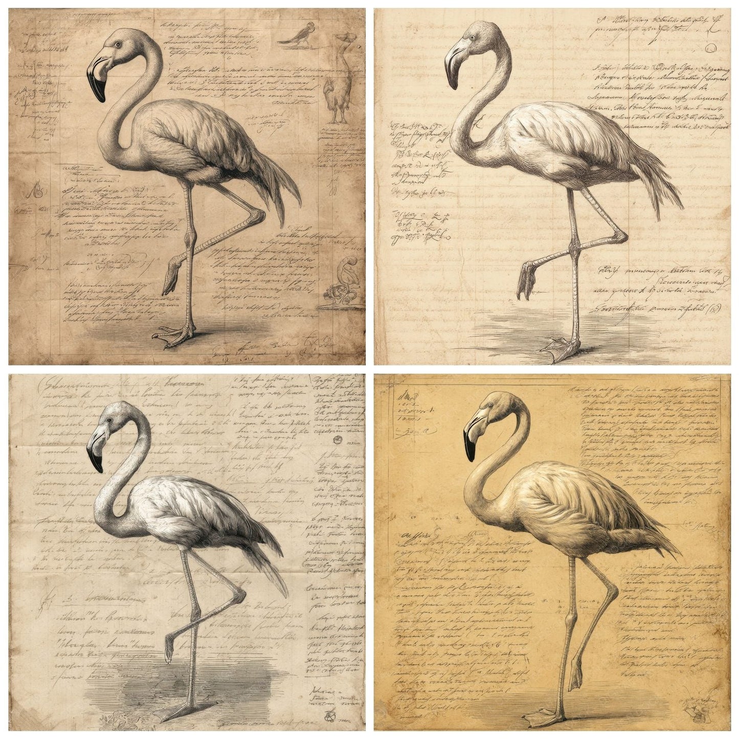 Sketch Flamingo Field Study Digital Paper Pack (DDD003553)