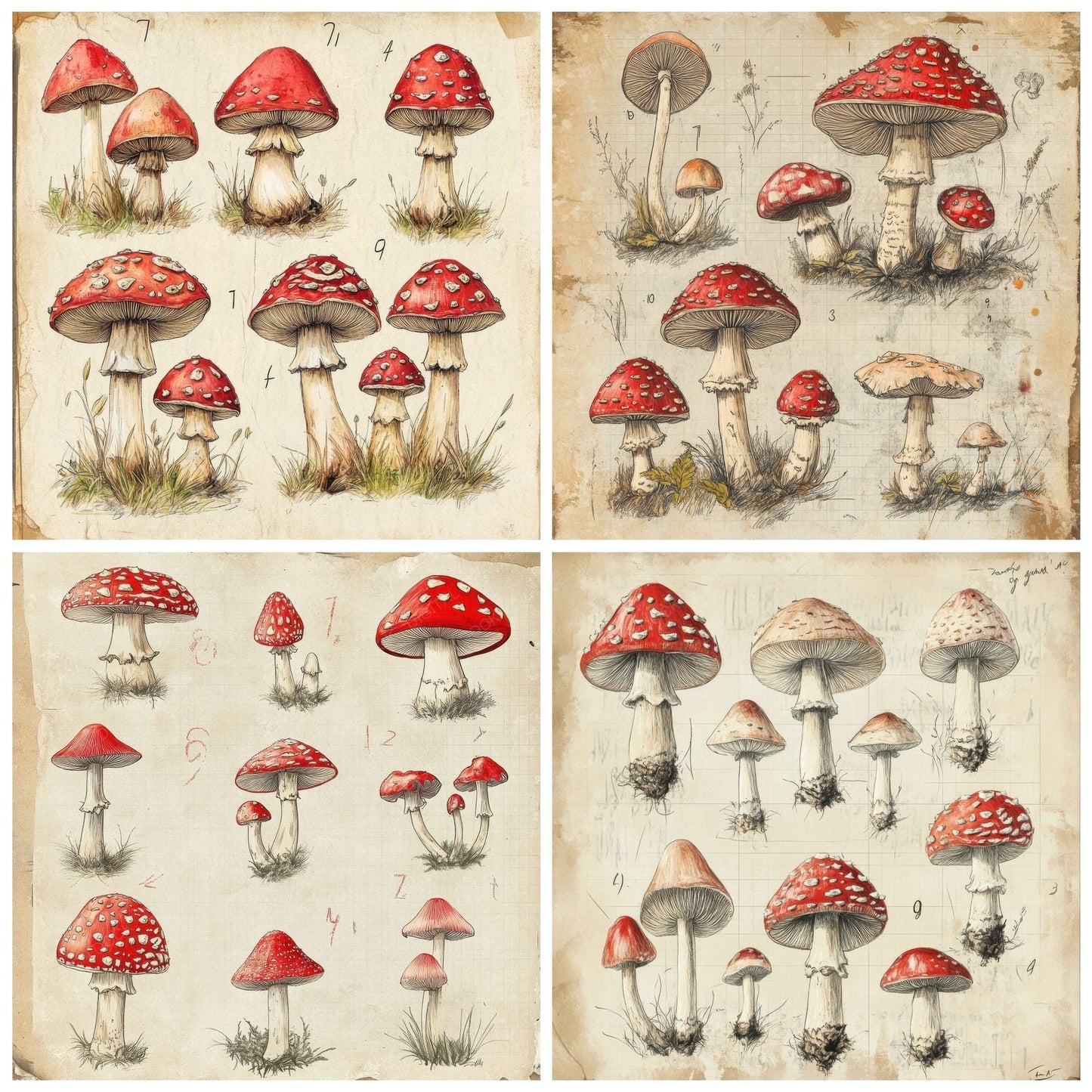 Sketch Fly Agaric Notepad Digital Paper Pack (DDD003554)