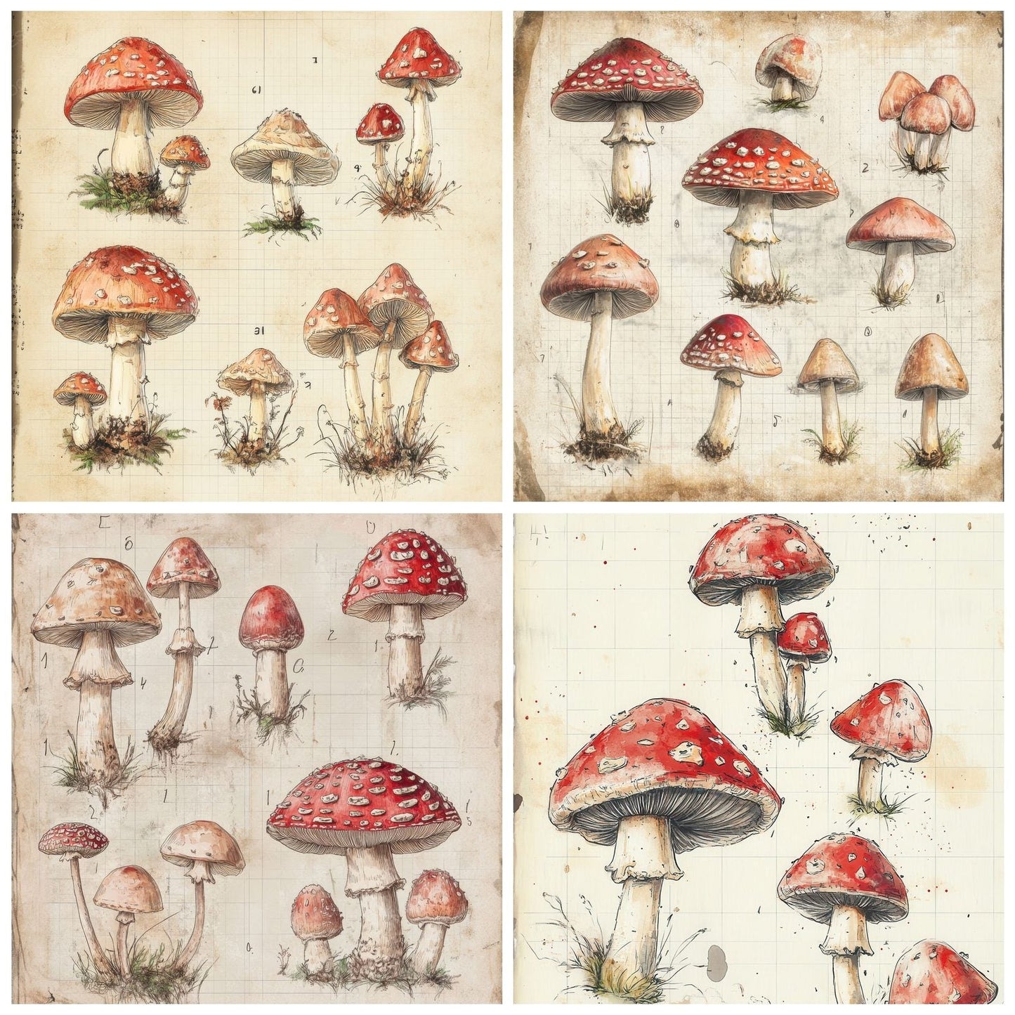 Sketch Fly Agaric Notepad Digital Paper Pack (DDD003554)