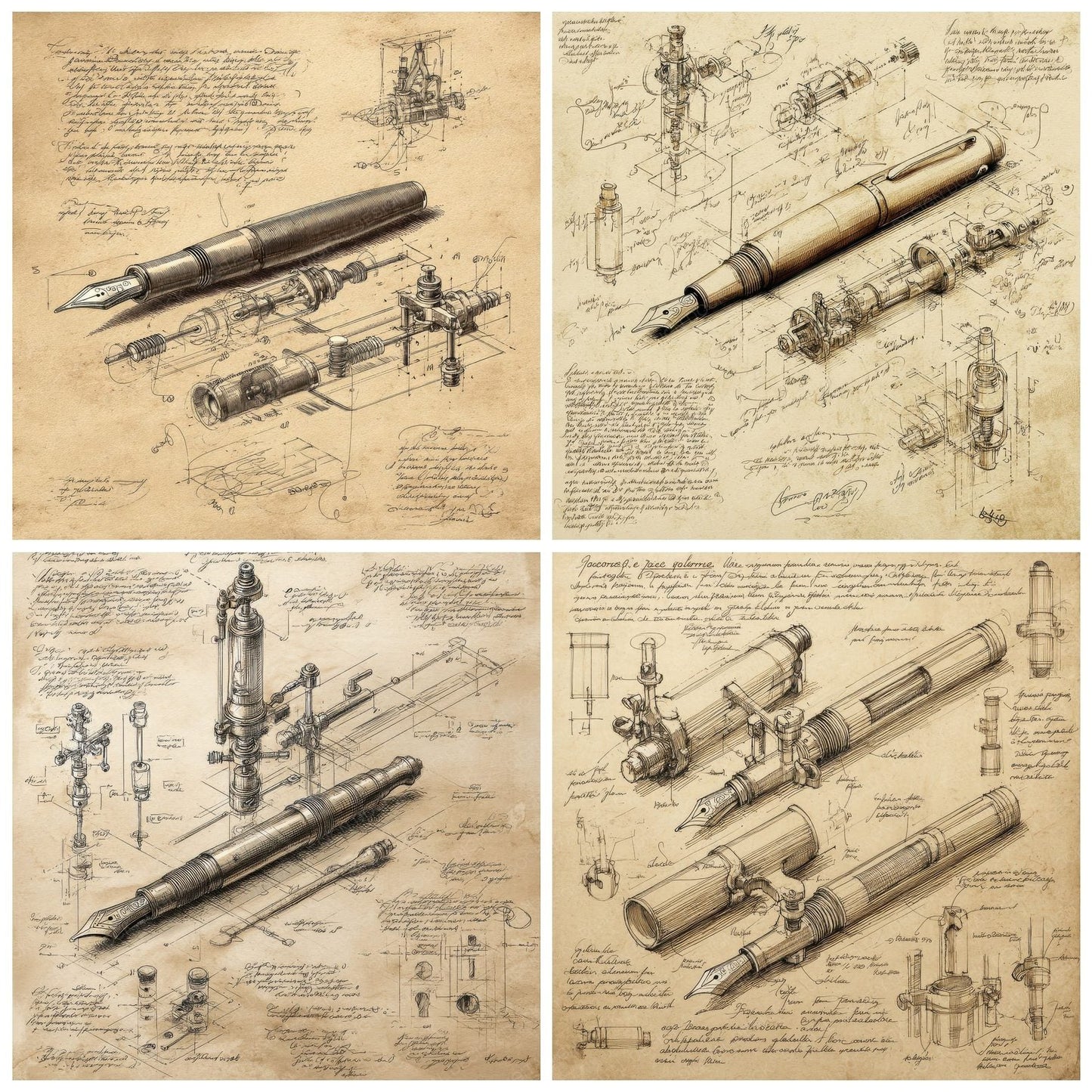 Sketch Fountain Pen Parts Digital Paper Pack (DDD003556)