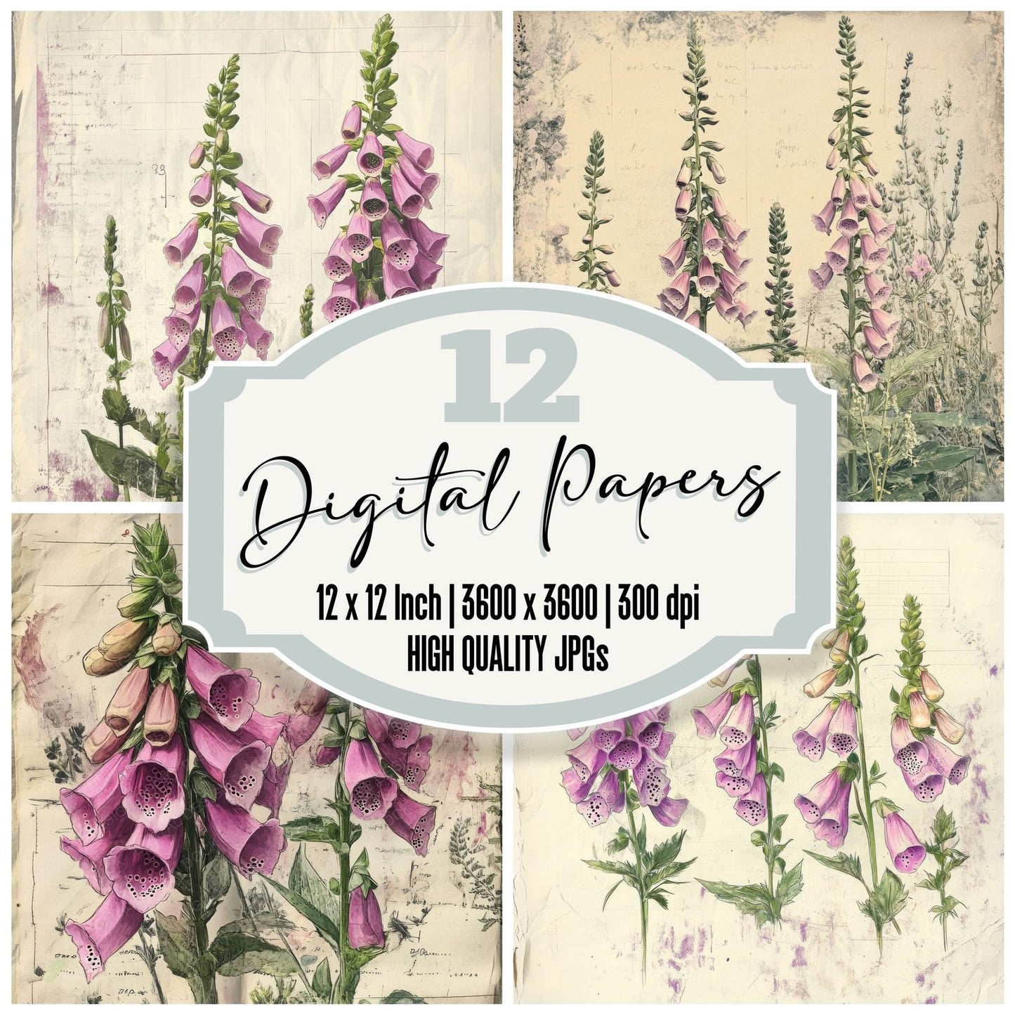 Sketch Foxglove Notepad Digital Paper Pack (DDD003557)
