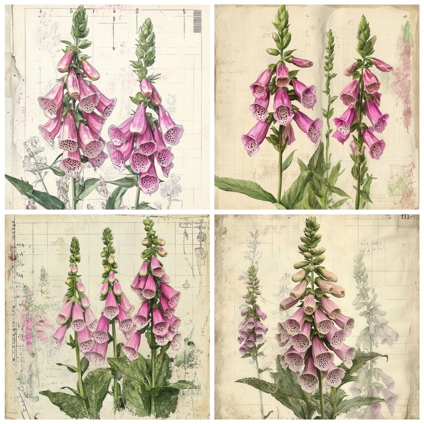 Sketch Foxglove Notepad Digital Paper Pack (DDD003557)