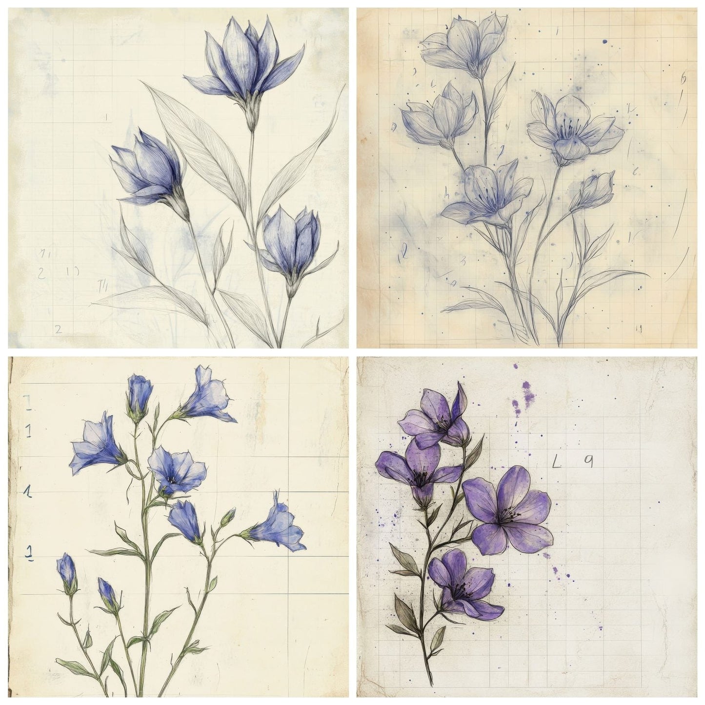 Sketch Gentian Notepad Digital Paper Pack (DDD003561)