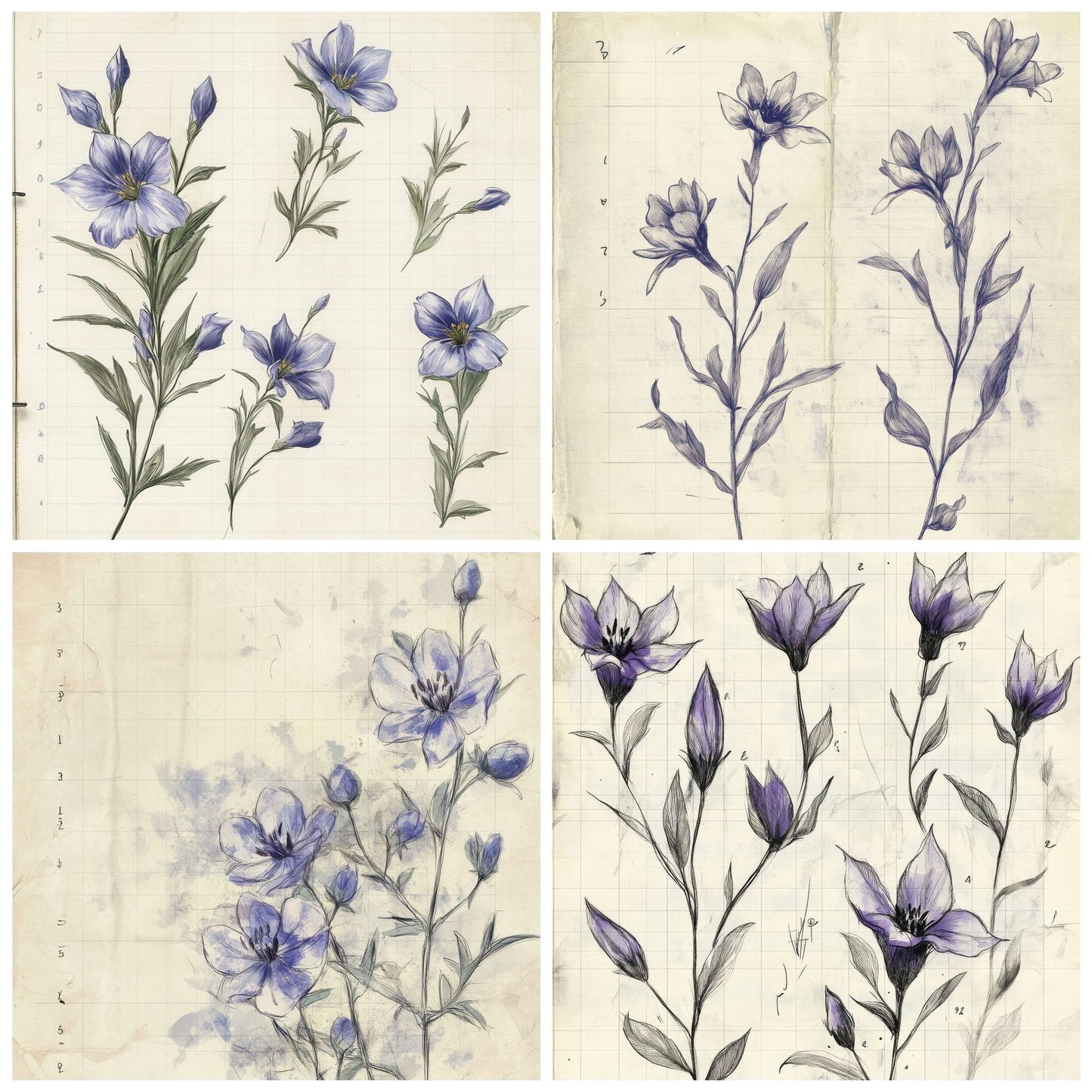 Sketch Gentian Notepad Digital Paper Pack (DDD003561)