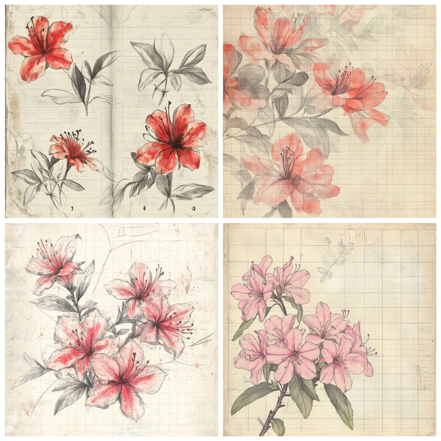 Sketch Gerbera Notepad Digital Paper Pack (DDD003563)