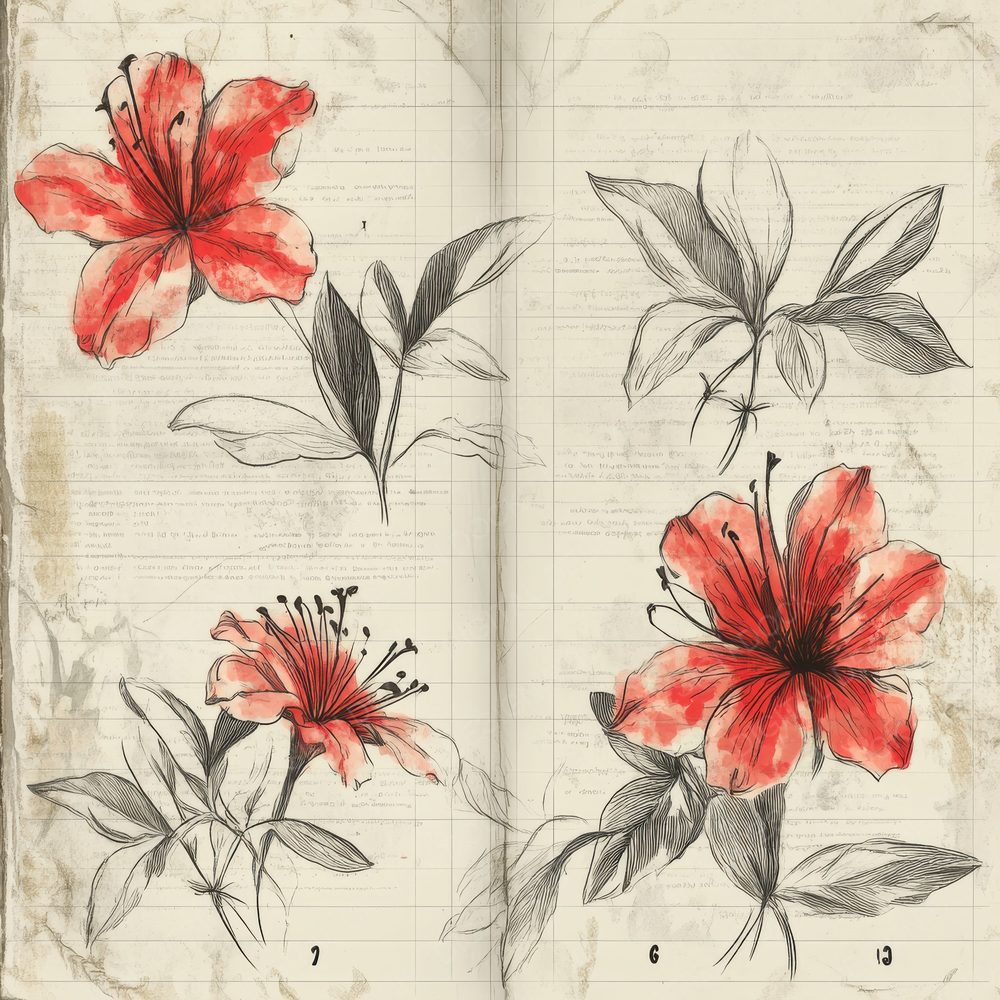 Sketch Gerbera Notepad Digital Paper Pack (DDD003563)