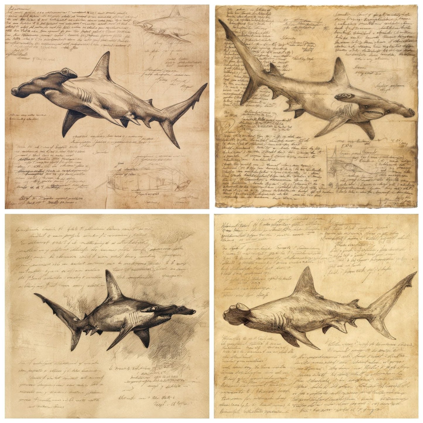 Sketch Hammerhead Shark Digital Paper Pack (DDD003569)