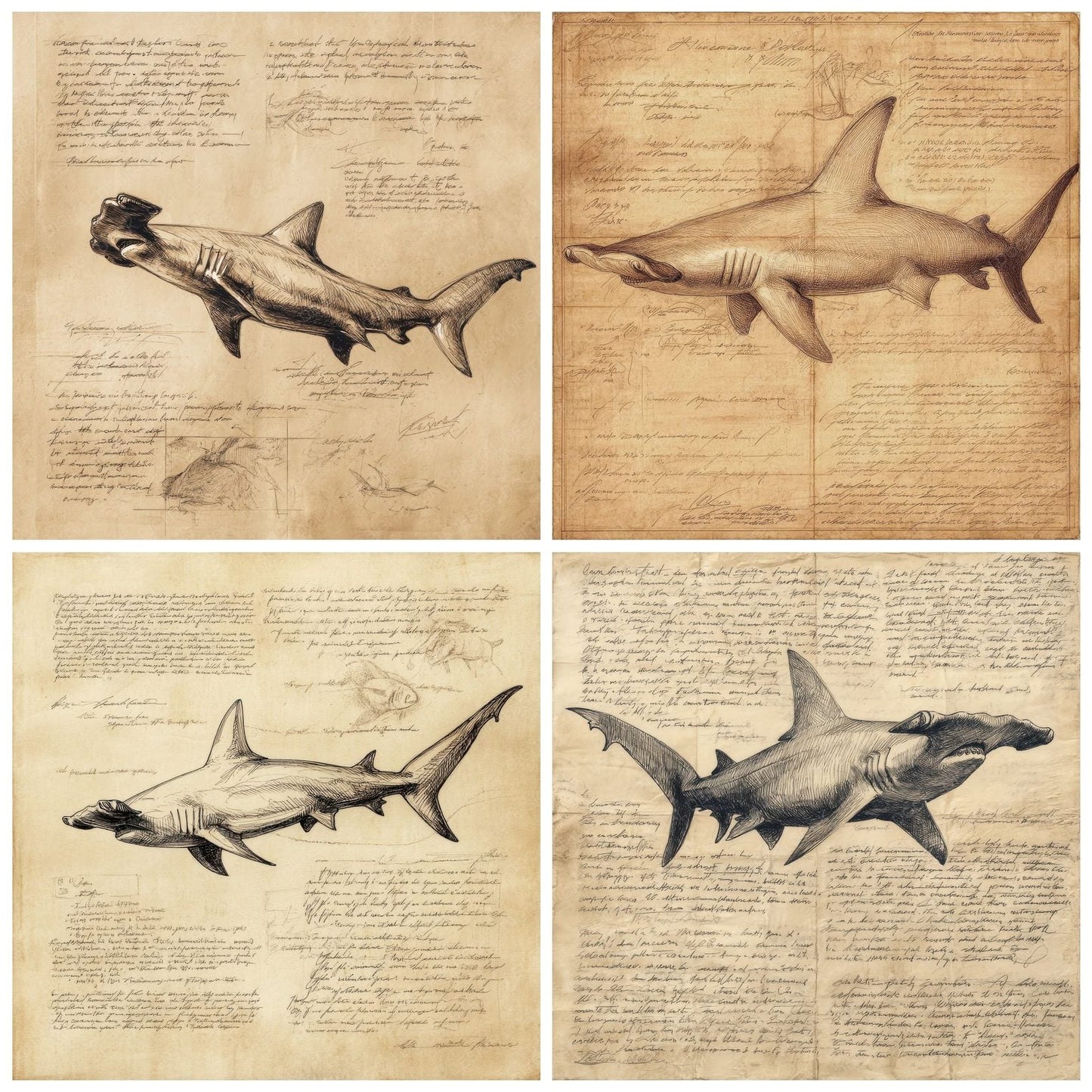 Sketch Hammerhead Shark Digital Paper Pack (DDD003569)