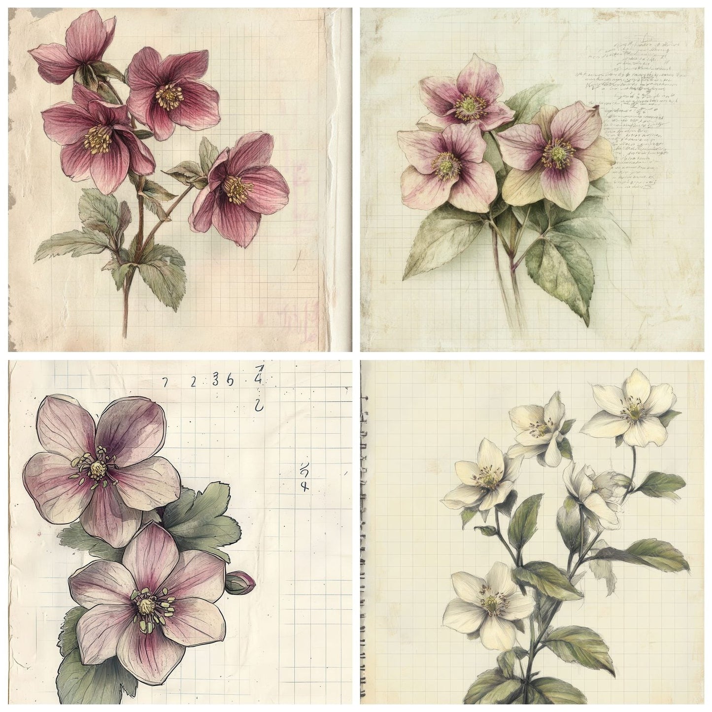 Sketch Hellebore Notepad Digital Paper Pack (DDD003573)