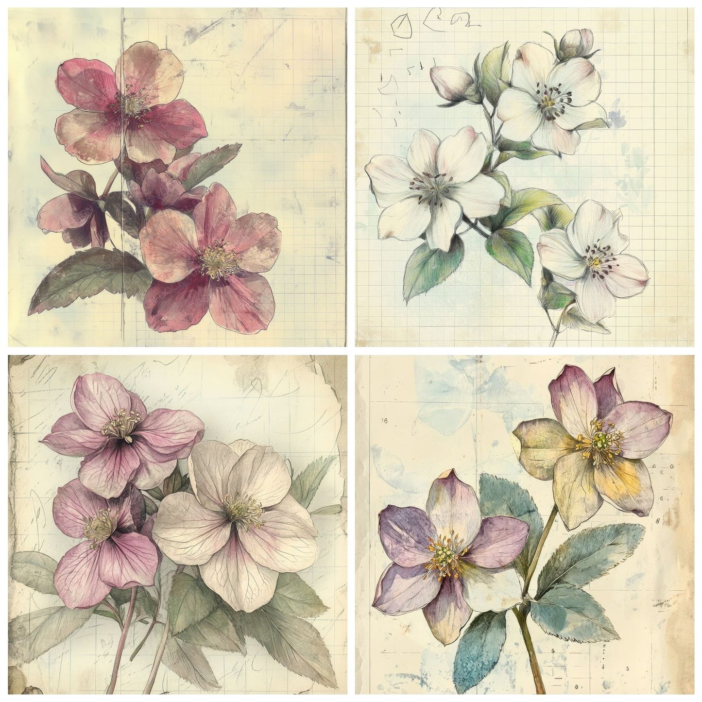 Sketch Hellebore Notepad Digital Paper Pack (DDD003573)